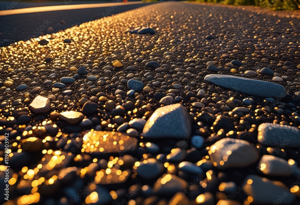 Fototapeta premium intricate close view diverse road surface textures capturing paving stones rich detail, asphalt, gravel, pebble, concrete, tar, crack, marks, pattern