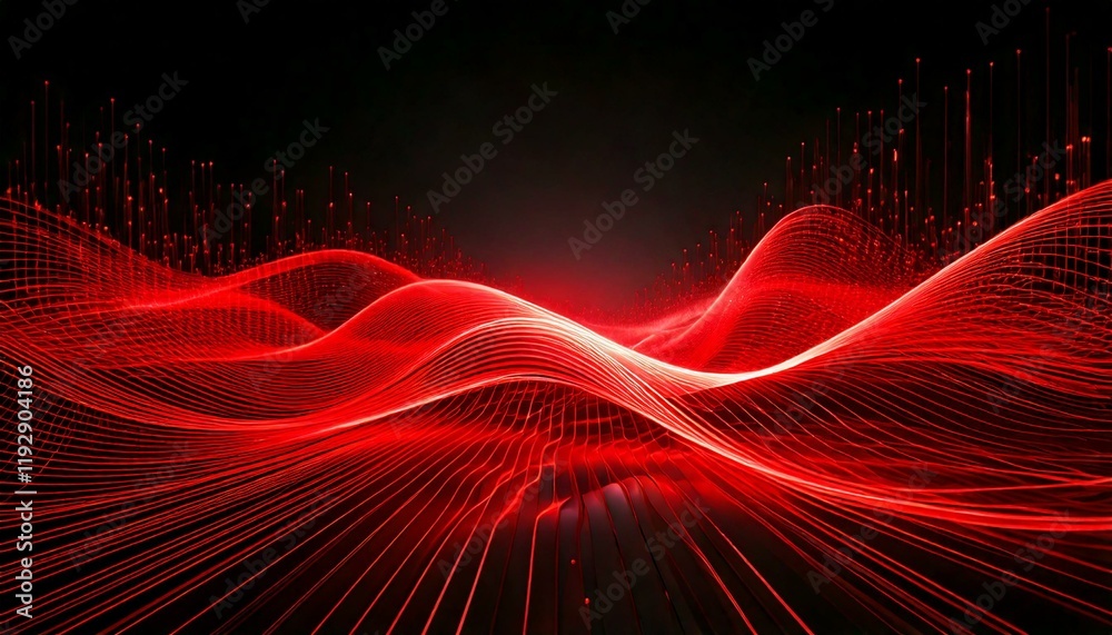 custom made wallpaper toronto digitalred fractal burst arrangement, red waves of light on black background