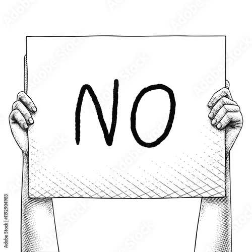 Hand Raises a Sign That Says No