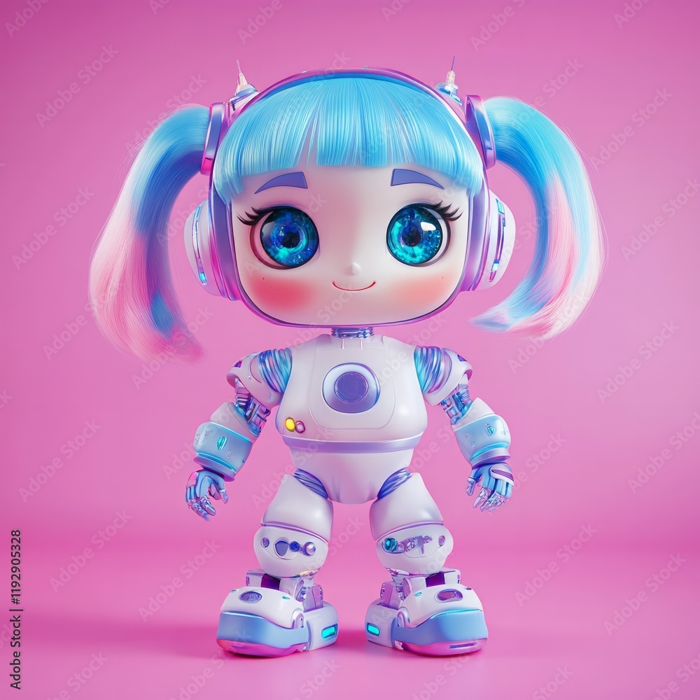 Robot doll glitching in style of 3D anime Robot doll glitching in style of 3D anime