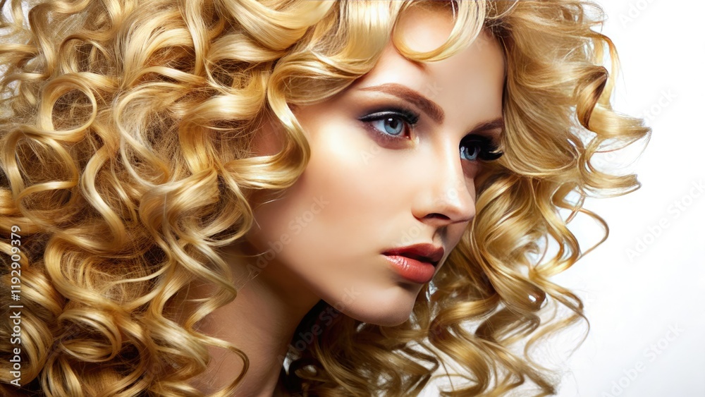 Fototapeta premium Blond, curly hair textures create a natural, textured background perfect for design projects.