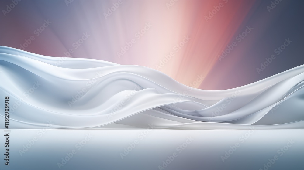 Obraz premium Abstract Wave Forms with Soft Light Effects for Stage Background and Montage Use in Creative Projects and Presentations