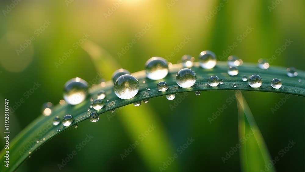 Close-Up of Dewdrops on Grass Blade in Morning Light
Close-Up of Dewdrops on Grass Blade in Morning Light