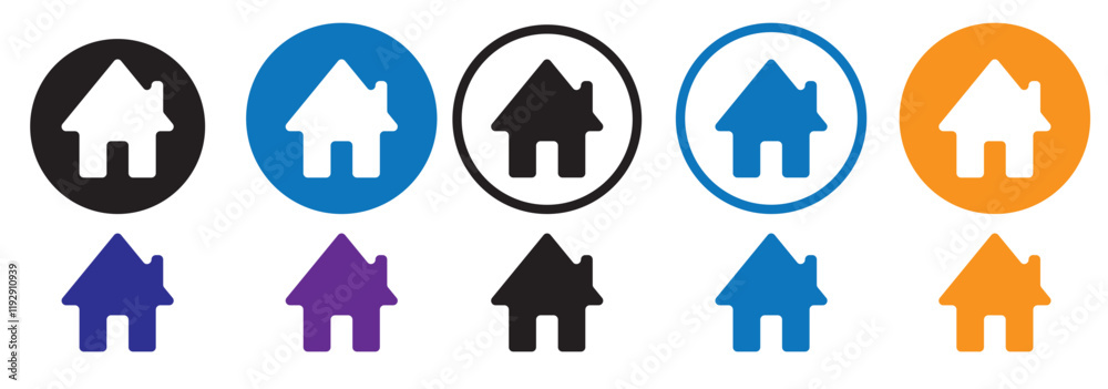 Web home icon for apps and websites, House icon, Home sign in circle or Main page icon Web home icon for apps and websites, House icon, Home sign in circle or Main page icon