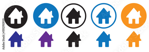 Web home icon for apps and websites, House icon, Home sign in circle or Main page icon