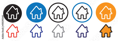 Web home icon for apps and websites, House icon, Home sign in circle or Main page icon