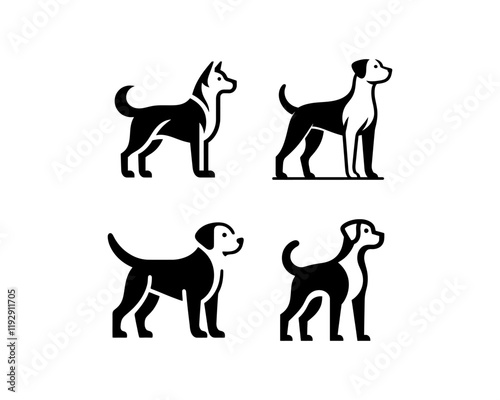 Set of Silhouette Dog Logo Design Vector illustration. Black Color Dog Logo Collection.