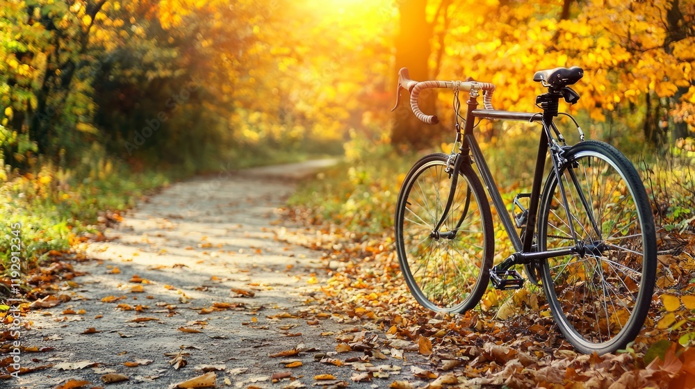 Fototapeta premium A road bike parked by a winding trail