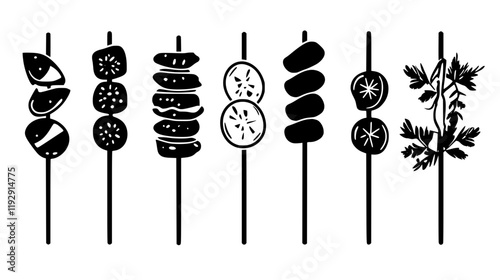 Collection of Antipasto Skewers digital art, Antipasto Skewers vector graphic, repetitive pattern