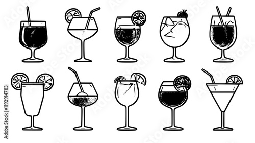 Collection of Aperol spritz icons, Aperol spritz illustration art, seamless pattern