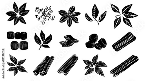 Collection of Cinnamon digital art, Cinnamon vector graphic, repetitive pattern
