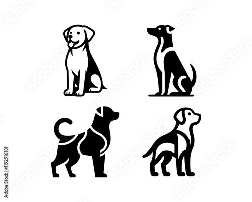 Set of Silhouette Dog Logo Design Vector illustration. Black Color Dog Logo Collection.