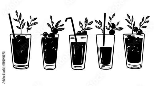 Collection of Cranberry juice digital art, Cranberry juice vector graphic, repetitive pattern
