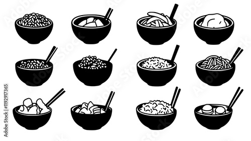 Collection of Fried Rice digital art, Fried Rice vector graphic, repetitive pattern
