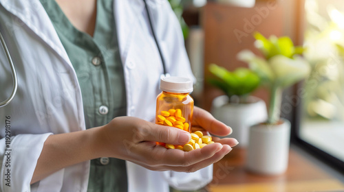 nurse with pills in house