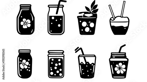Collection of Kefir vector icons, Kefir vector art pattern