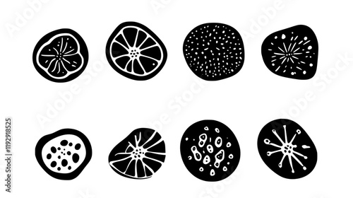 Collection of Lotus root icons, Lotus root illustration art, seamless pattern