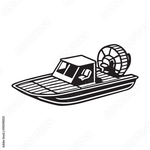 Marine Vehicle Airboat vector illustration, Boat Man clipart design
 