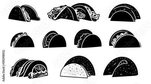 Collection of Mini Tacos digital art, Mini Tacos vector graphic, repetitive pattern