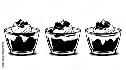 Collection of Mousse au Chocolat vector icons, Mousse au Chocolat vector art pattern