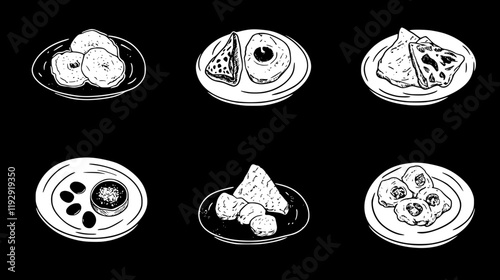Collection of Omelet digital art, Omelet vector graphic, repetitive pattern
