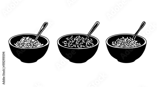 Collection of Orzo Salad icons, Orzo Salad illustration art, seamless pattern