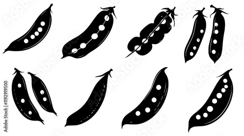 Collection of Peas vector icons, Peas vector art pattern