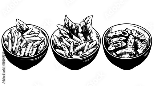 Collection of Penne with vodka sauce icons, Penne with vodka sauce illustration art, seamless pattern