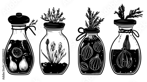 Collection of Pickled Onions icons, Pickled Onions illustration art, seamless pattern