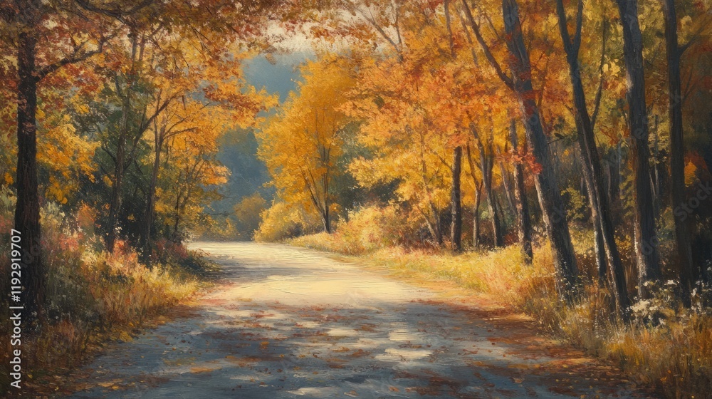 Obraz premium Autumn trees road