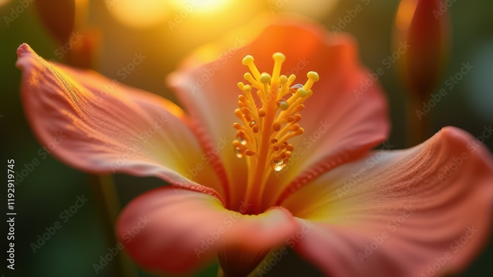 Fototapeta premium Close-Up of a Vibrant Flower Petal with a Single Water Drop