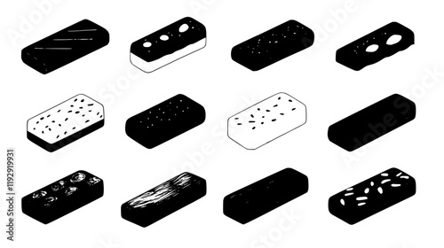 Collection of Protein bars vector icons, Protein bars vector art pattern