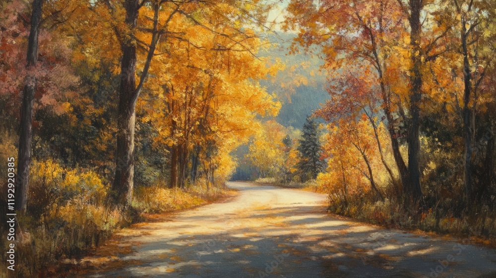 Fototapeta premium Autumn trees road