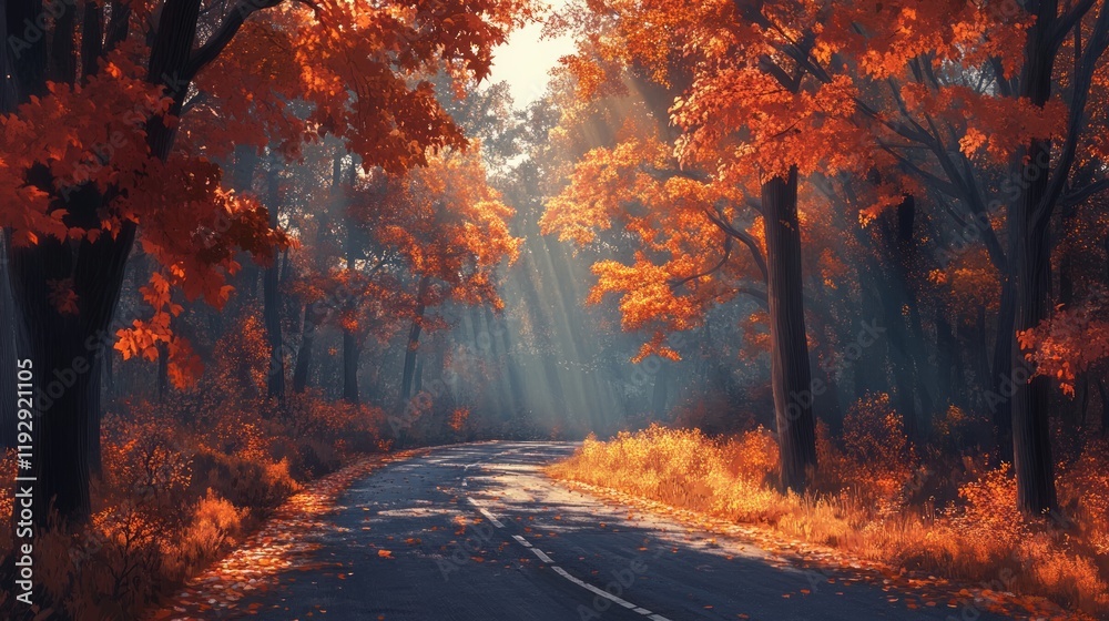 Autumn trees road