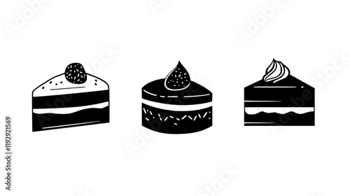 Collection of Tres leches cake icons, Tres leches cake illustration art, seamless pattern