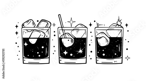 Collection of Whiskey sour vector icons, Whiskey sour vector art pattern