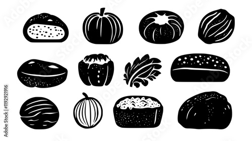 Collection of Zucchini bread vector icons, Zucchini bread vector art pattern