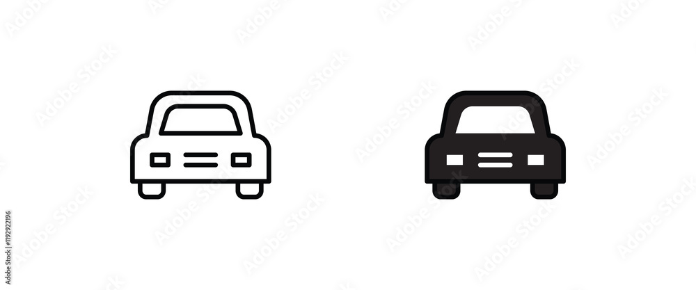 Obraz premium Car vector icons in round. Isolated simple view front logo illustration. Sign symbol. Auto style car icon set, logo design with concept sports vehicle icon silhouette