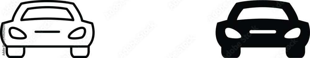 Car vector icons in round. Isolated simple view front logo illustration. Sign symbol. Auto style car icon set, logo design with concept sports vehicle icon silhouette Car vector icons in round. Isolated simple view front logo illustration. Sign symbol. Auto style car icon set, logo design with concept sports vehicle icon silhouette