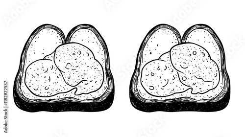 Collection of Avocado toast with poached eggs digital art, Avocado toast with poached eggs vector graphic, repetitive pattern