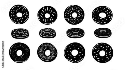 Collection of Bagel digital art, Bagel vector graphic, repetitive pattern