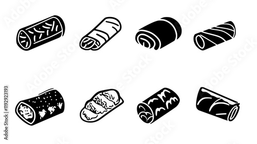 Collection of Cannelloni vector icons, Cannelloni vector art pattern
