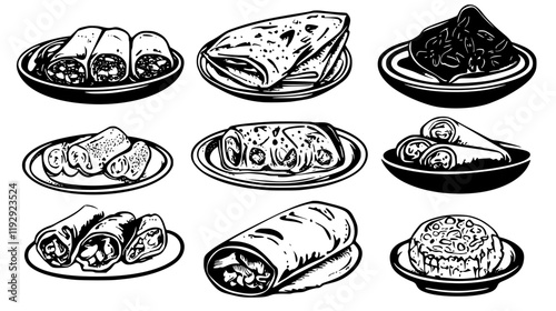 Collection of Chicken Enchiladas digital art, Chicken Enchiladas vector graphic, repetitive pattern