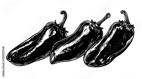 Collection of Chiles Rellenos icons, Chiles Rellenos illustration art, seamless pattern