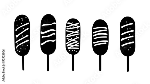 Collection of Corn Dogs icons, Corn Dogs illustration art, seamless pattern