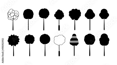 Collection of Cotton candy icons, Cotton candy illustration art, seamless pattern