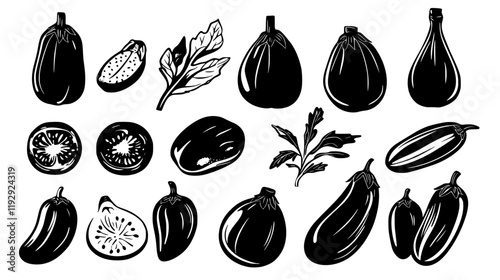 Collection of Eggplant Parmesan digital art, Eggplant Parmesan vector graphic, repetitive pattern