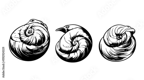 Collection of Escargot with Garlic Butter icons, Escargot with Garlic Butter illustration art, seamless pattern