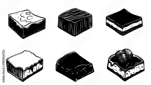 Collection of Fudge icons, Fudge illustration art, seamless pattern