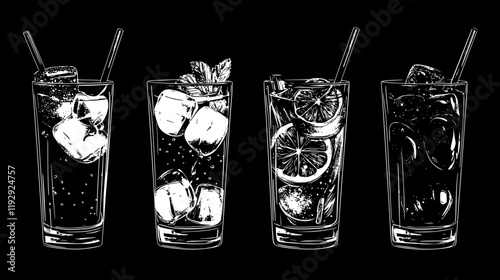 Collection of Gin and tonic digital art, Gin and tonic vector graphic, repetitive pattern